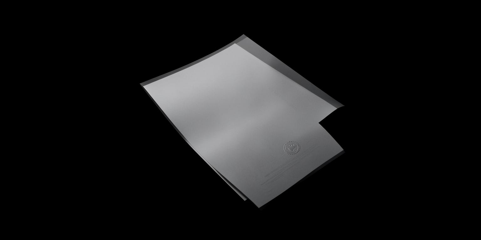 A metallic document sheet with an embossed seal