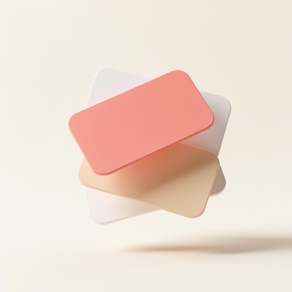 Abstract rounded cards floating on a soft background